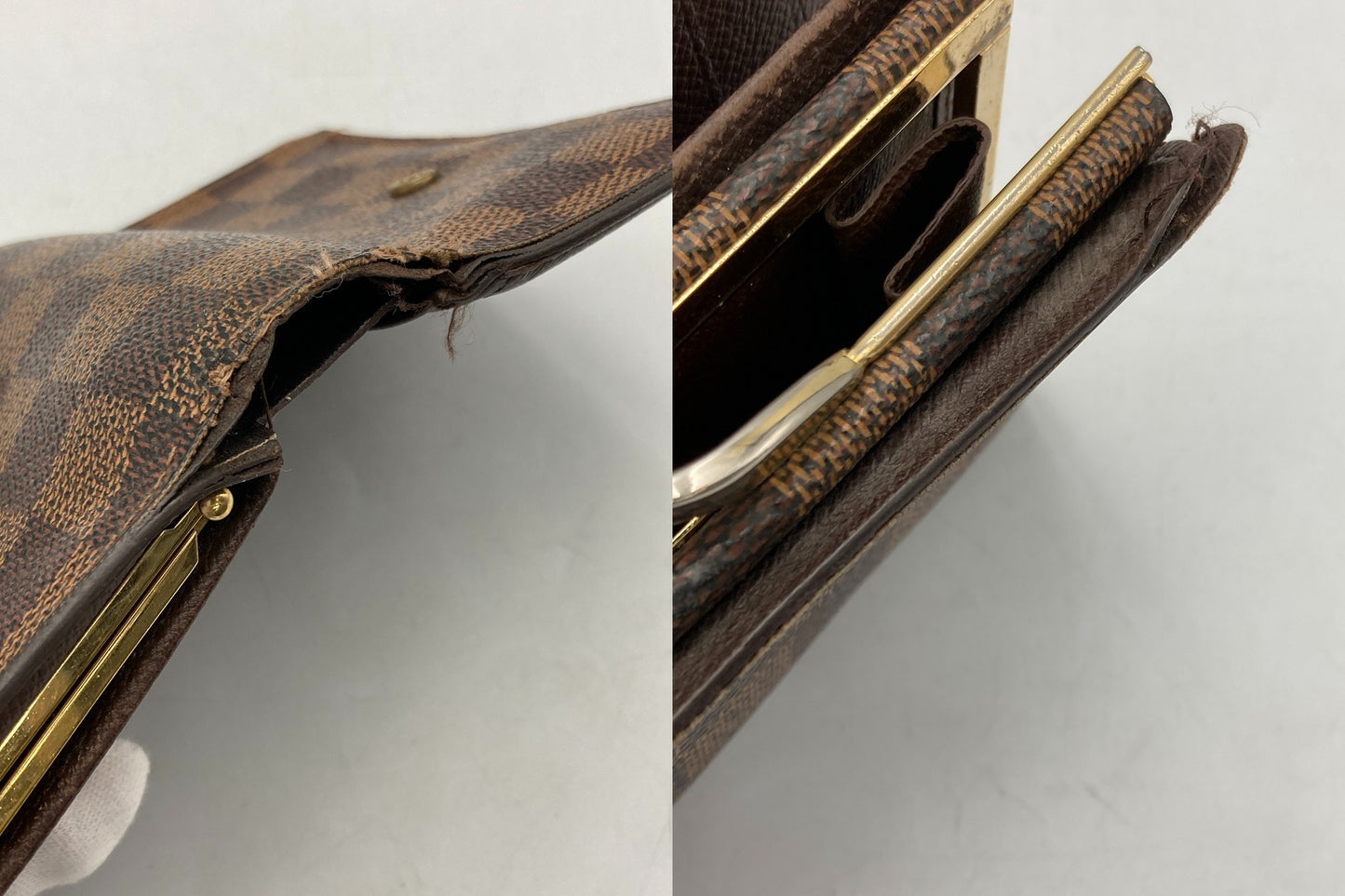LOUIS VUITTON ルイヴィトン ダミエ エベヌ ポルトモネ・ビエ・ヴィエノワ 2つ折り がま口 財布  N61664 中古 D4