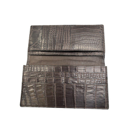 UNITED ARROWS CROCO 長財布 メンズ ワニ革 ブラウン ユナイテッドアローズ クロコダイル 札入れ カード入れ 中古 W1