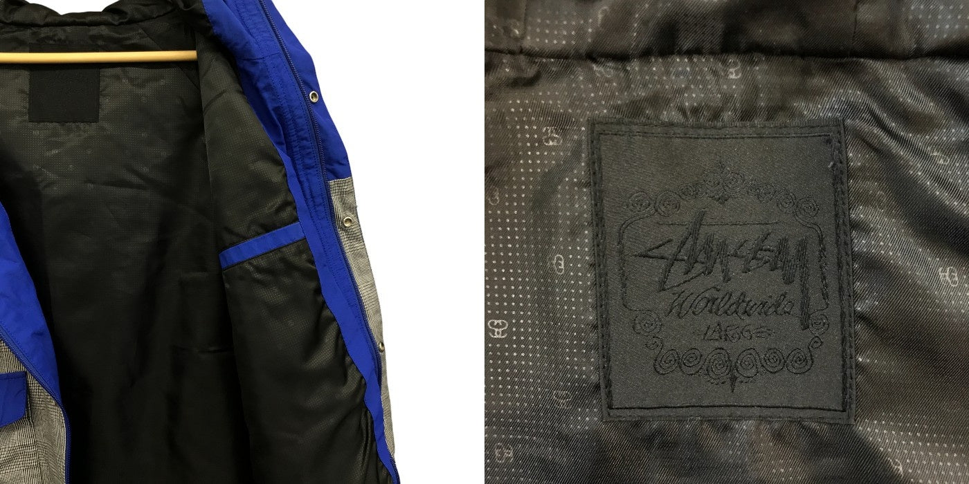 STUSSY ステューシー マウンテンパーカー メンズ ブルー/ブラック Lサイズ アウター 春 秋 冬 チェック柄 中古 KW1