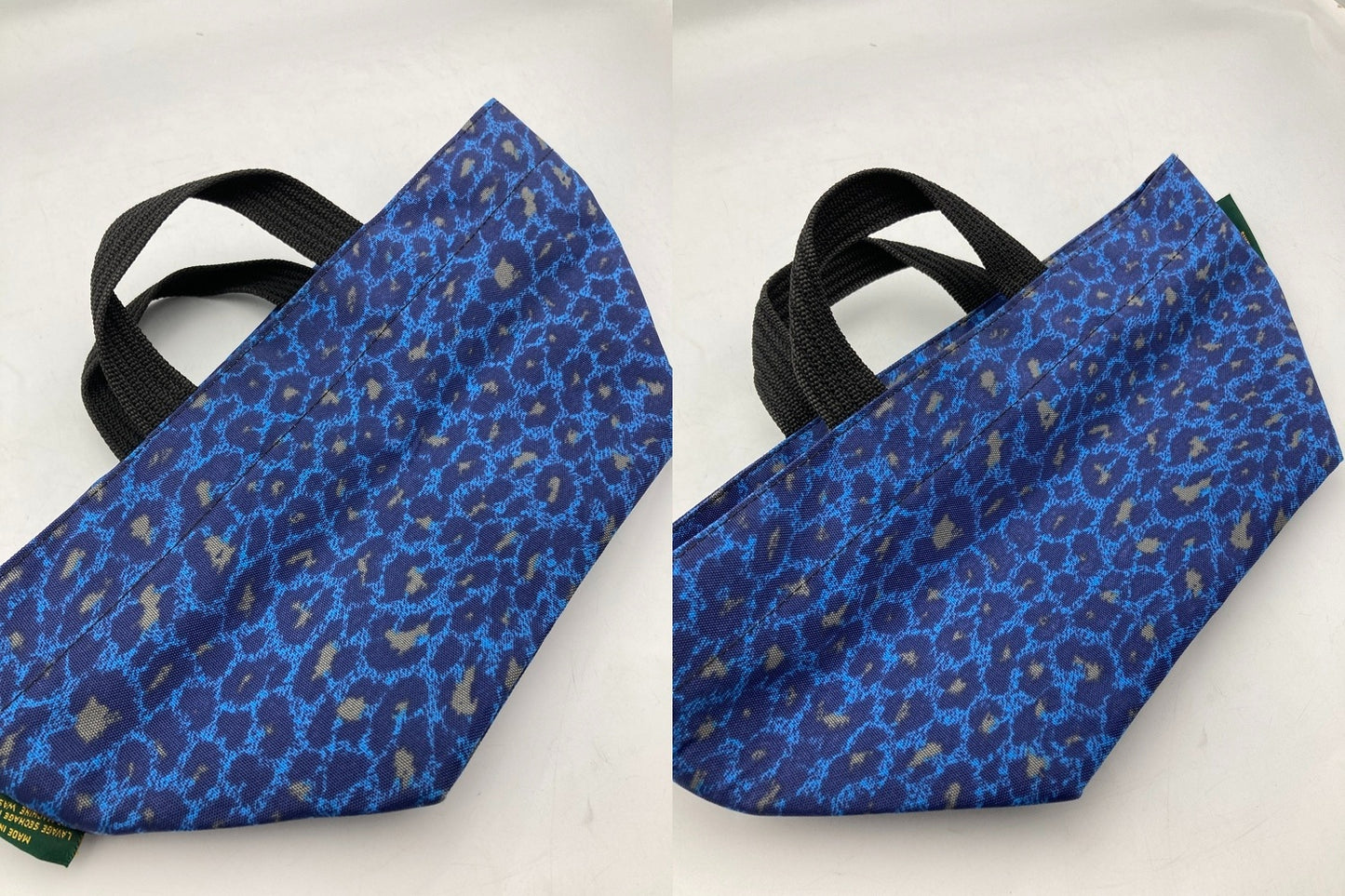 Herve chapelier エルベシャプリエ ナイロン 舟型 トートS ヒョウ柄 パンサー ブルー 中古 D4