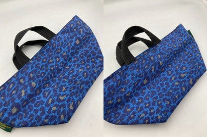 Herve chapelier エルベシャプリエ ナイロン 舟型 トートS ヒョウ柄 パンサー ブルー 中古 D4