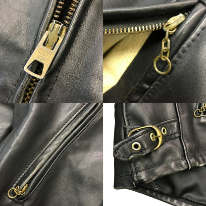 Schott ショット シングルライダースジャケット メンズ カウレザー ボアライナー付き 革ジャン USA製 ブラック 38サイズ AT101 中古 T1