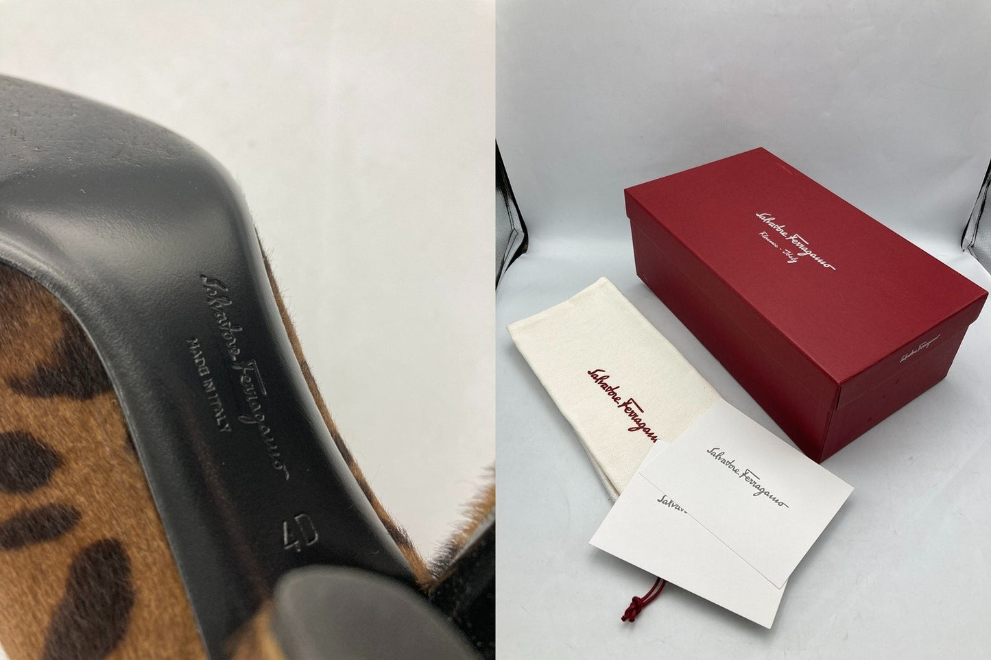 Salvatore Ferragamo サルヴァトーレフェラガモ ハラコ レオパード パンプス サイズ4 レディース 中古 D4