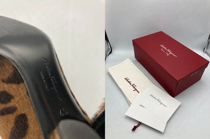 Salvatore Ferragamo サルヴァトーレフェラガモ ハラコ レオパード パンプス サイズ4 レディース 中古 D4