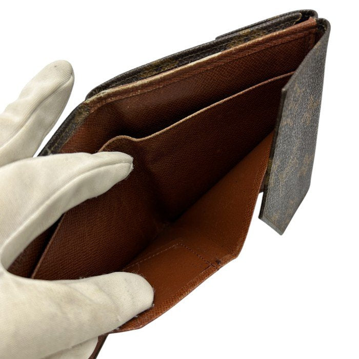 LOUIS VUITTON ルイヴィトン モノグラム ポルトモネビエ 三つ折り財布 M61660 ブランド コンパクト 財布 メンズ レディース ダブルホック 中古 W４