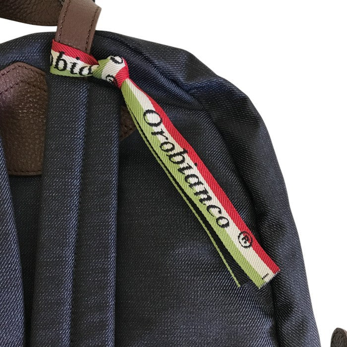 Orobianco オロビアンコ リュック ネイビー ブラウン メンズ 通勤 おしゃれ レザー お出掛け 中古 W1