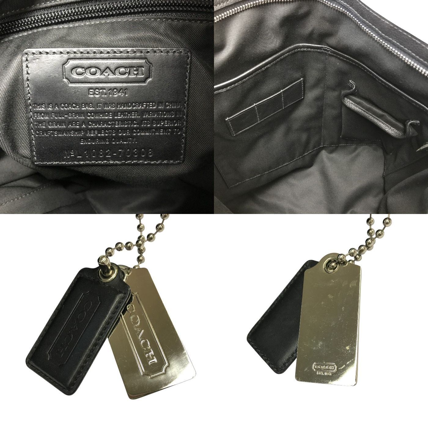 COACH コーチ ショルダーバッグ メンズ レザー 斜め掛け クロスボディ ブラック 70308 中古 T1