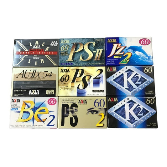 AXIA カセットテープ ハイポジション 46分/54分/60分 9本セット オーディオ 録音用メディア まとめ売り 中古 T1