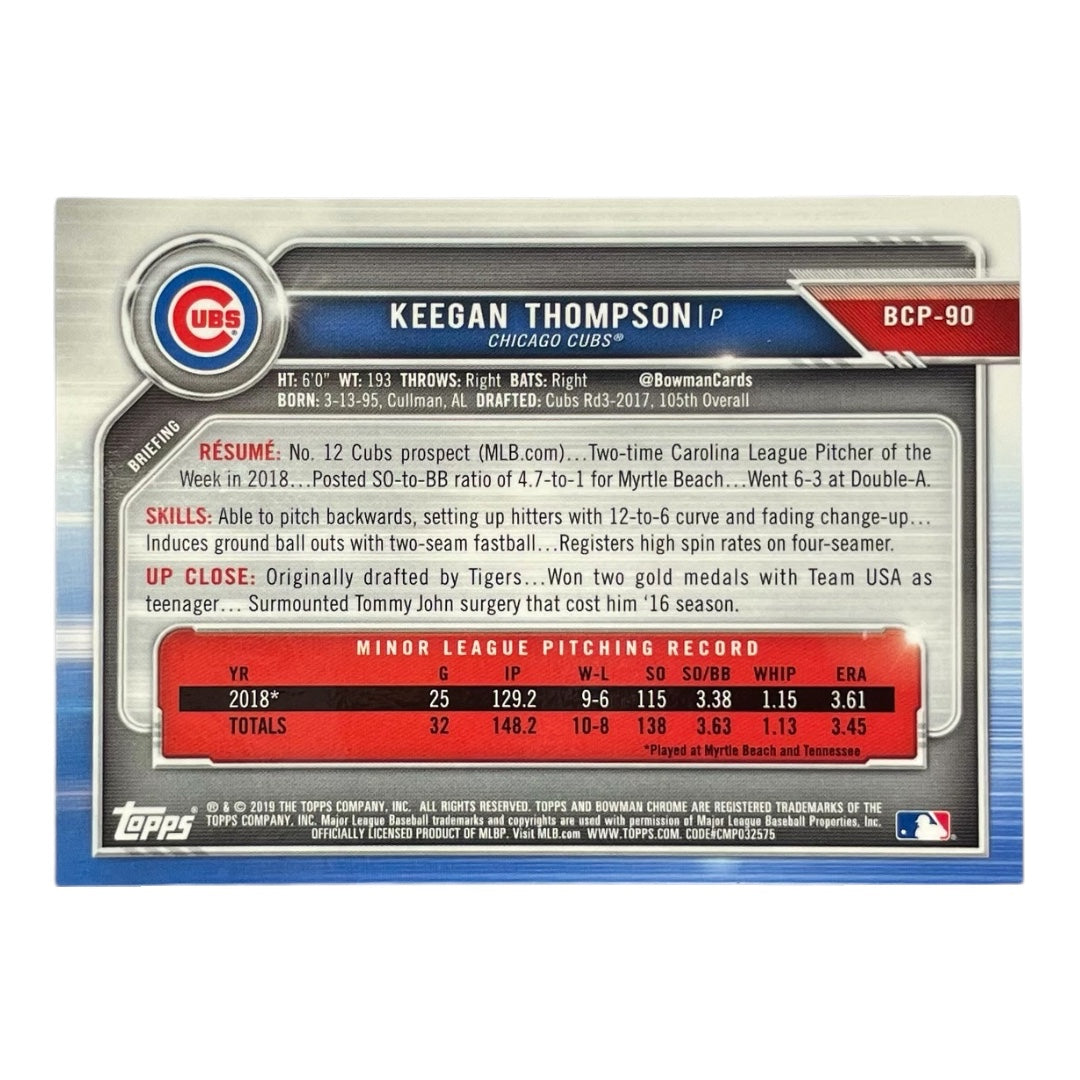 TOPPS MLBカード BOWMAN CHROME 1ST KEEGAN THOMPSON CHICAGO CUBS /299 #BCP-90 中古 IT2