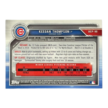 TOPPS MLBカード BOWMAN CHROME 1ST KEEGAN THOMPSON CHICAGO CUBS /299 #BCP-90 中古 IT2