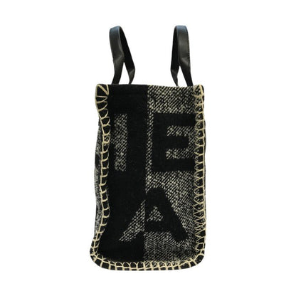 MARC JACOBS マークジェイコブス THE TOTE BAG SMALL トートバッグ レディース ブランケット ツイード ロゴ ブラック/ホワイト スモールサイズ M0016741 中古 T1