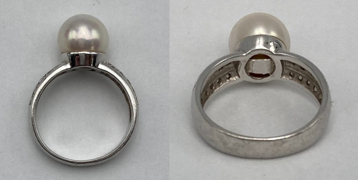 Pt900 パール9.0mm ダイヤ0.30ct リング 11号 中古 D4