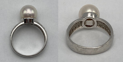 Pt900 パール9.0mm ダイヤ0.30ct リング 11号 中古 D4