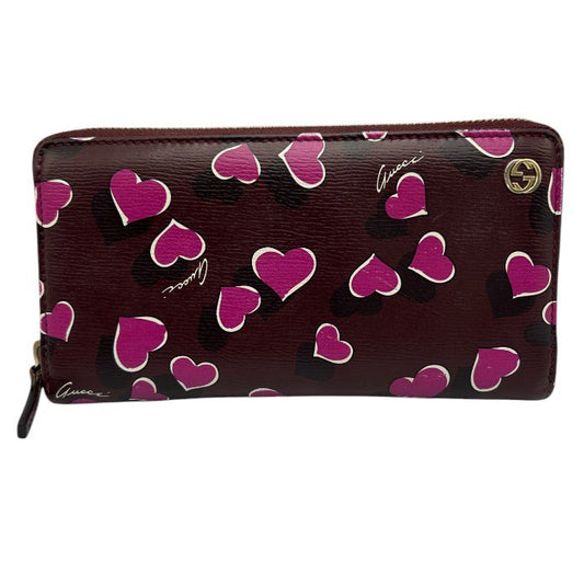 GUCCI グッチ 財布 309705 AV61G 5009 BETTY ハートプリントレザー 長財布 ラウンドファスナー レディース ハート ブランド かわいい 中古 W４