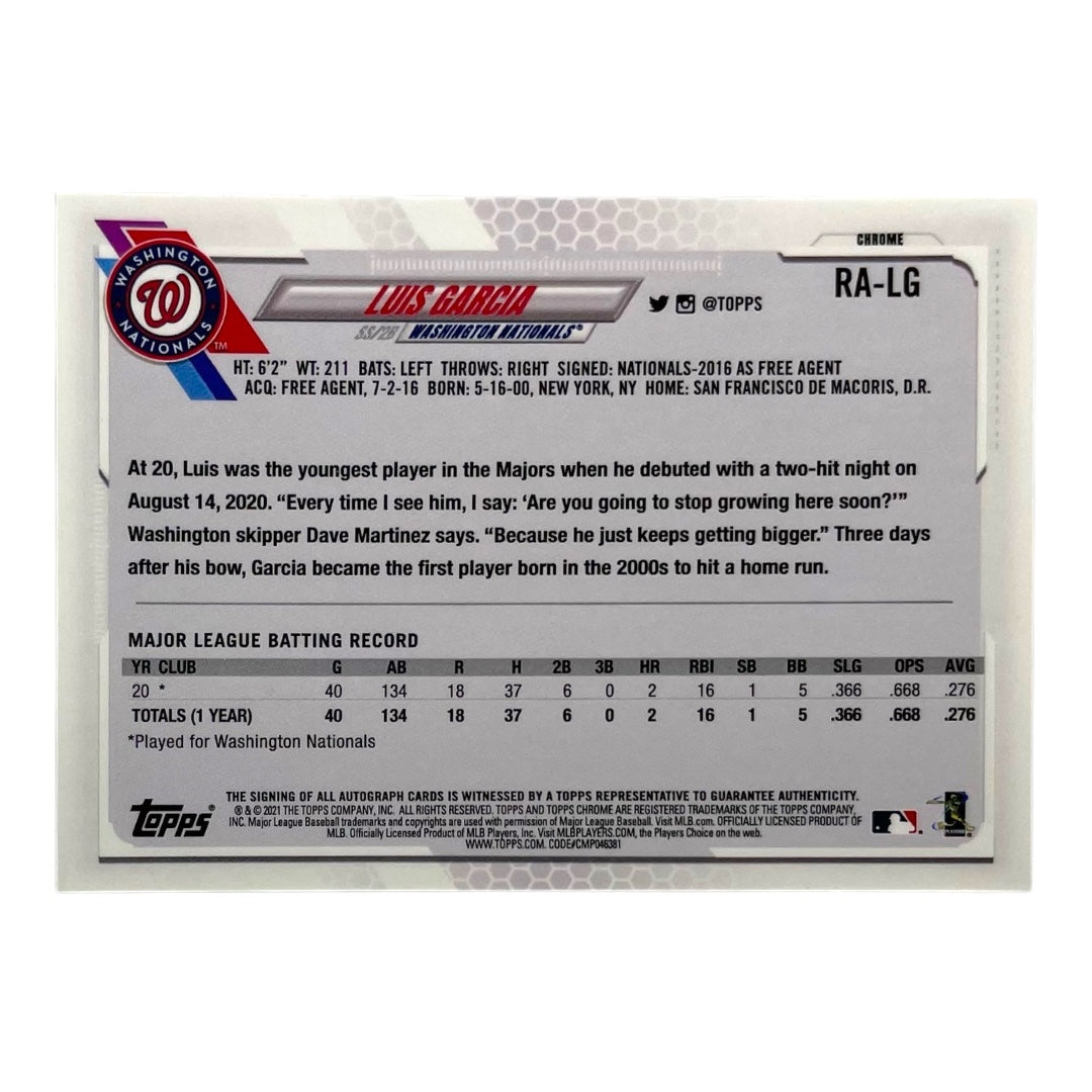 TOPPS MLBカード CHROME LUIS GARCIA WASHINGTON NATIONALS #RA-LG 中古 IT2