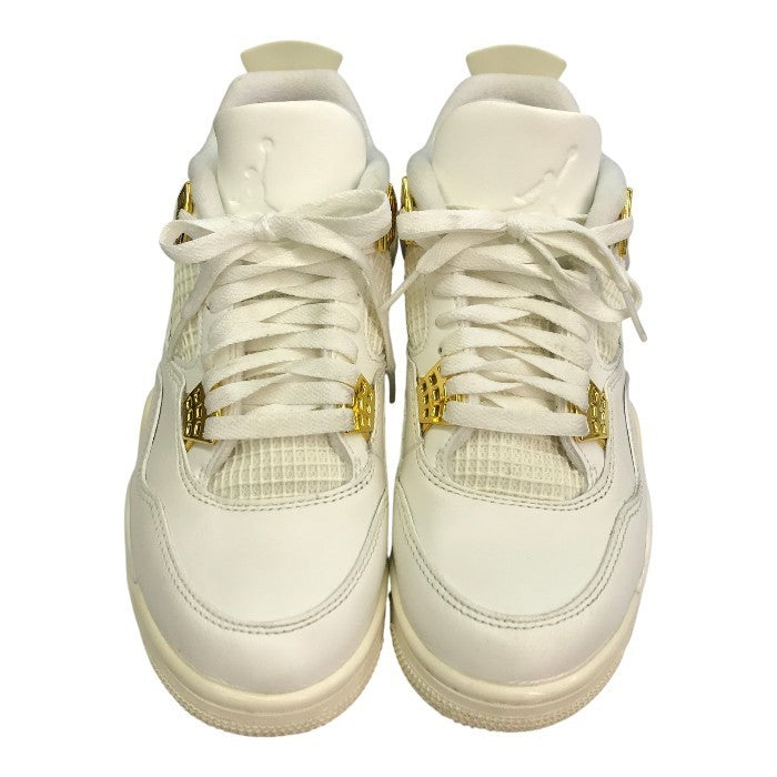 NIKE ナイキ エアジョーダン 4 レトロ スニーカー レディース AIR JORDAN RETRO ホワイト/ゴールド 25.0cm AQ9129-170 中古 T1