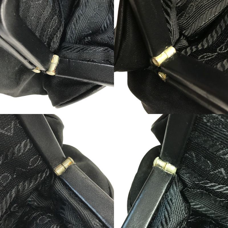PRADA プラダ コインケース ユニセックス がま口 テスート ナイロン 三角プレート 小銭入れ 2コンパートメント ブラック 中古 T1