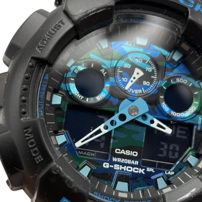 CASIO カシオ 腕時計 ジーショック GA-100CB-1AJF クオーツ ブラック ブルー 迷彩 G-SHOCK メンズ デジタル アナログ 中古 W４