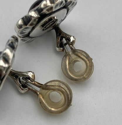 GEORG JENSEN ジョージジェンセン 2002年 ヘリテージ イヤーイヤリング SV925 ガーネット 中古 D4