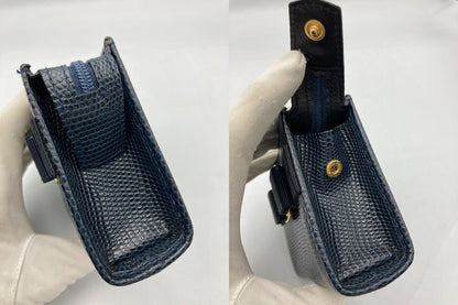 Salvatore Ferragamo フェラガモ ヴァラリボン リザード調 型押しレザー ポーチ 223057 中古 D4