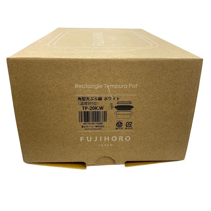 富士ホーロー(Fuji Horo) 天ぷら鍋 ホーロー 角型 温度計付 IH対応 揚げ物 バット スノコ付き ホワイト TP-20K W コンパクト フライ 調理 中古 R1