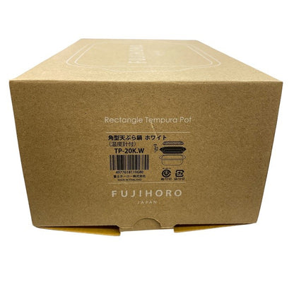 富士ホーロー(Fuji Horo) 天ぷら鍋 ホーロー 角型 温度計付 IH対応 揚げ物 バット スノコ付き ホワイト TP-20K W コンパクト フライ 調理 中古 R1