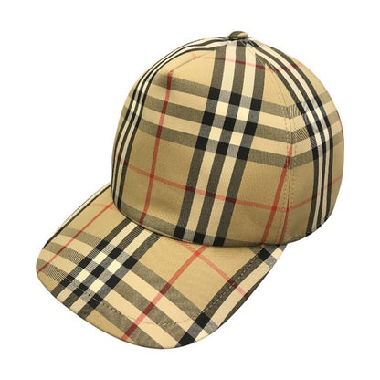 BURBERRY LONDON バーバリー ベースボールキャップ メンズ コットン チェック柄 ロゴパッチ ボタン ベージュ XLサイズ 8026929 中古 T1