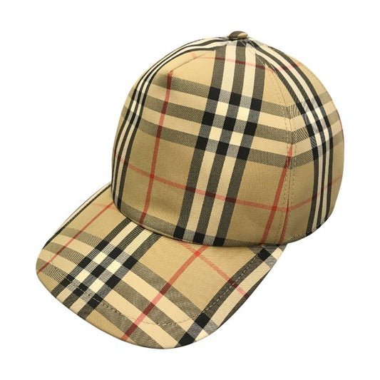 BURBERRY LONDON バーバリー ベースボールキャップ メンズ コットン チェック柄 ロゴパッチ ボタン ベージュ XLサイズ 8026929 中古 T1