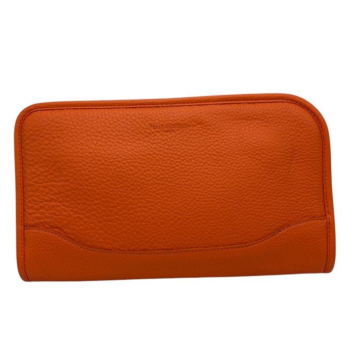 PELLE MORBIDA ペッレモルビダ セカンドバッグ クラッチバッグ 鞄 バッグ レザー 本革 オレンジ メンズ 中古 W４
