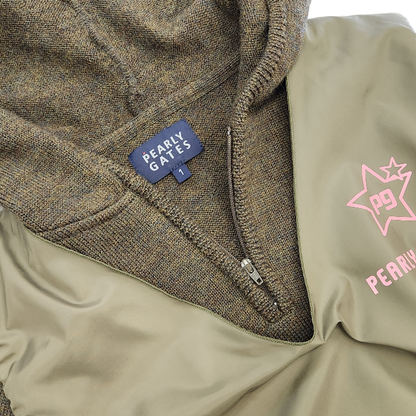 PEARLY GATES パーリーゲイツ ニット パーカー レディース 秋冬 ウール フード セーター サイドジップ ブラウン 1サイズ 055-270120 中古 T1