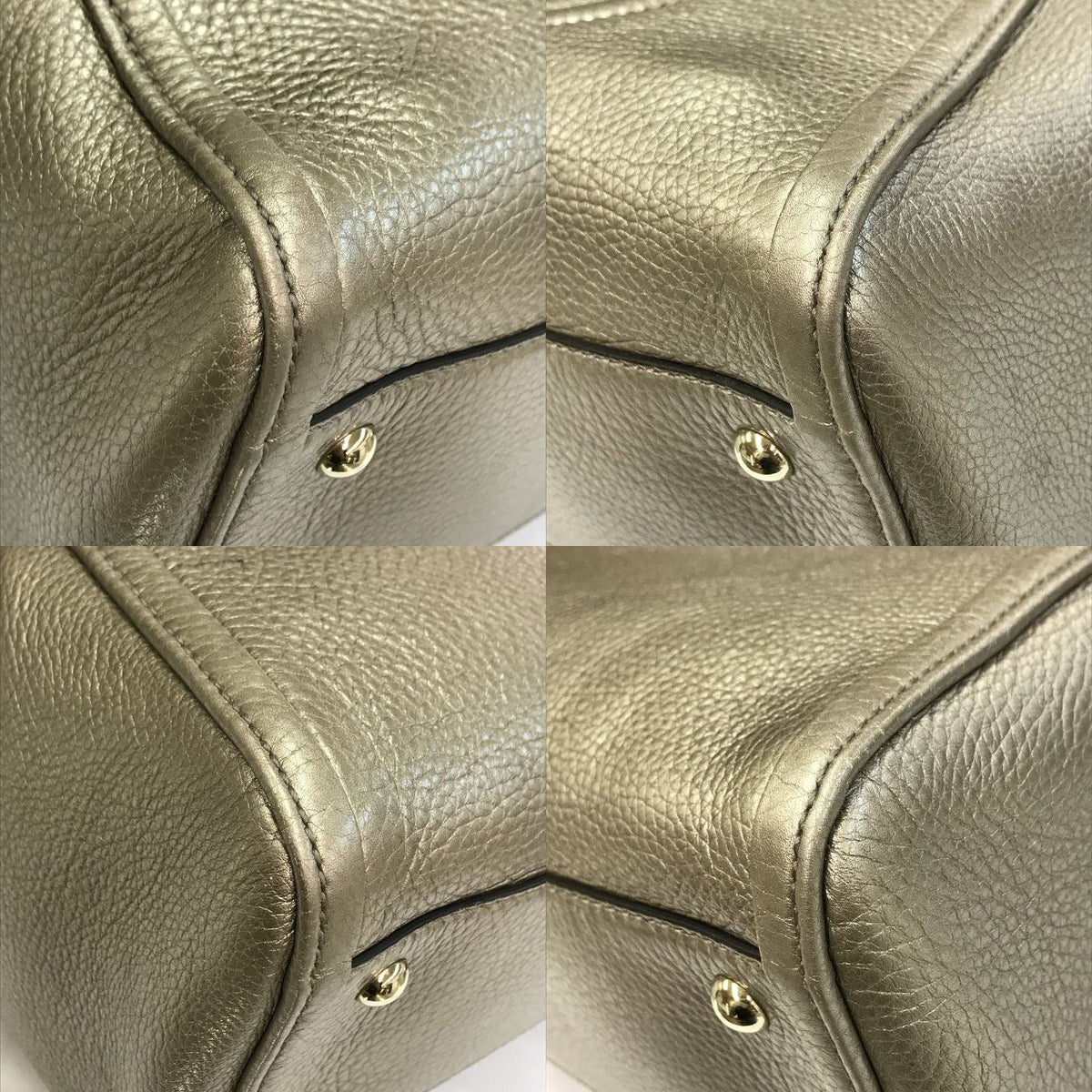 GUCCI グッチ インターロッキングG ソーホー ハンドバッグ レディース レザー フリンジ タッセルチャーム メタリックグレージュ 336751 中古 T1
