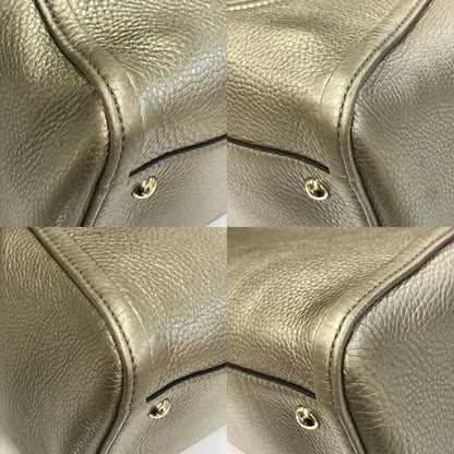 GUCCI グッチ インターロッキングG ソーホー ハンドバッグ レディース レザー フリンジ タッセルチャーム メタリックグレージュ 336751 中古 T1