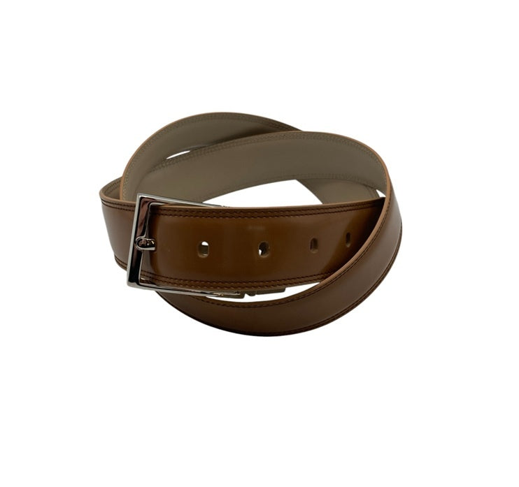 BALLY バリー 回転バックル レザー ベルト リバーシブル ブラウン/ライトグレー 中古 D4