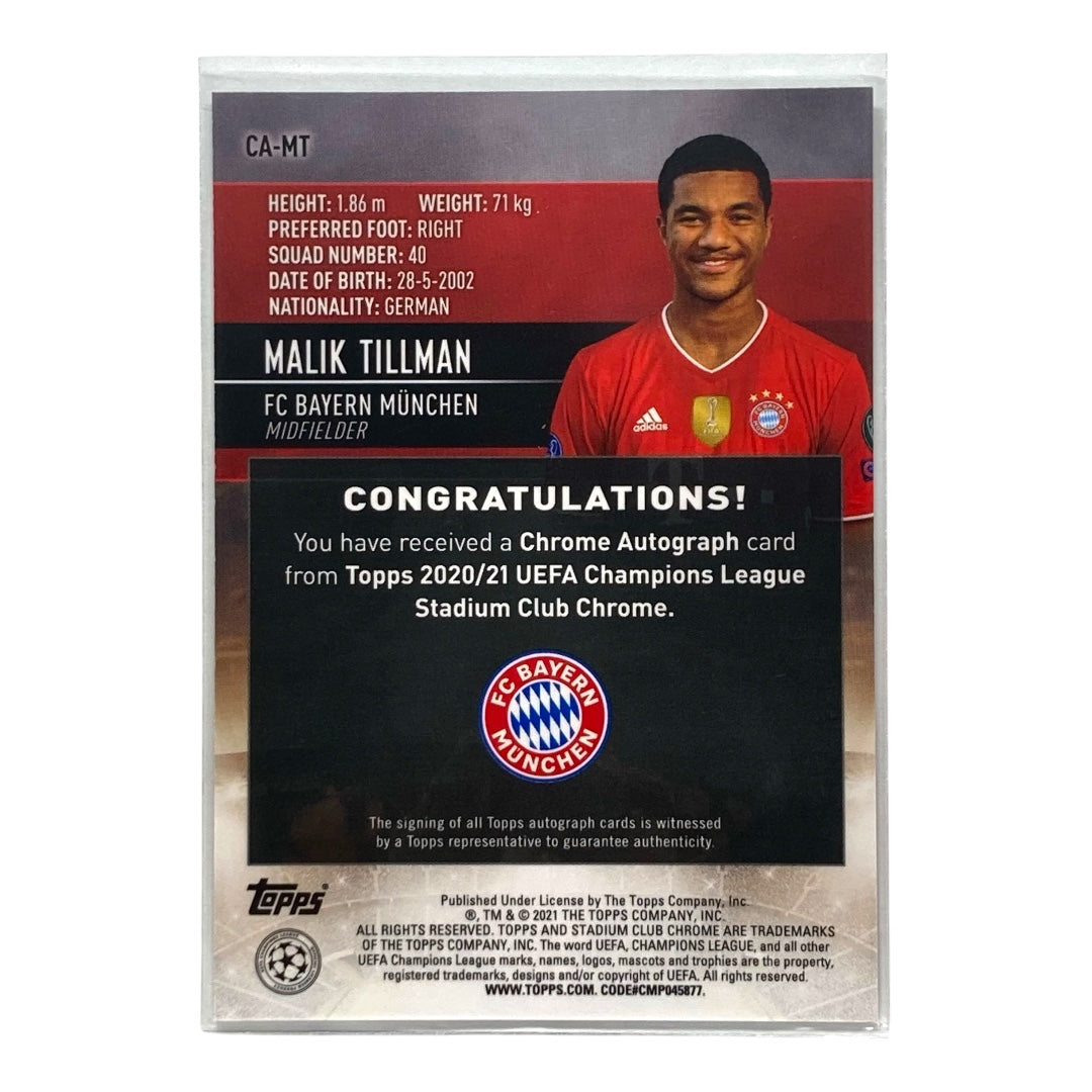 TOPPS サッカーカード STADIUM CLUB CHROME MALIK TILLMAN BAYERN #CA-MT 中古 IT2