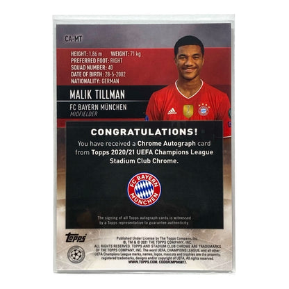 TOPPS サッカーカード STADIUM CLUB CHROME MALIK TILLMAN BAYERN #CA-MT 中古 IT2