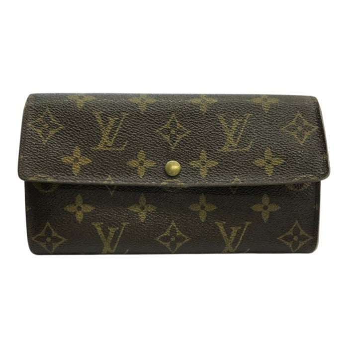 LOUIS VUITTON ルイヴィトン モノグラム ポシェットポルトモネクレディ 長財布 ユニセックス 二つ折り ホック 小銭入れあり ブラウン M61725 中古 T1