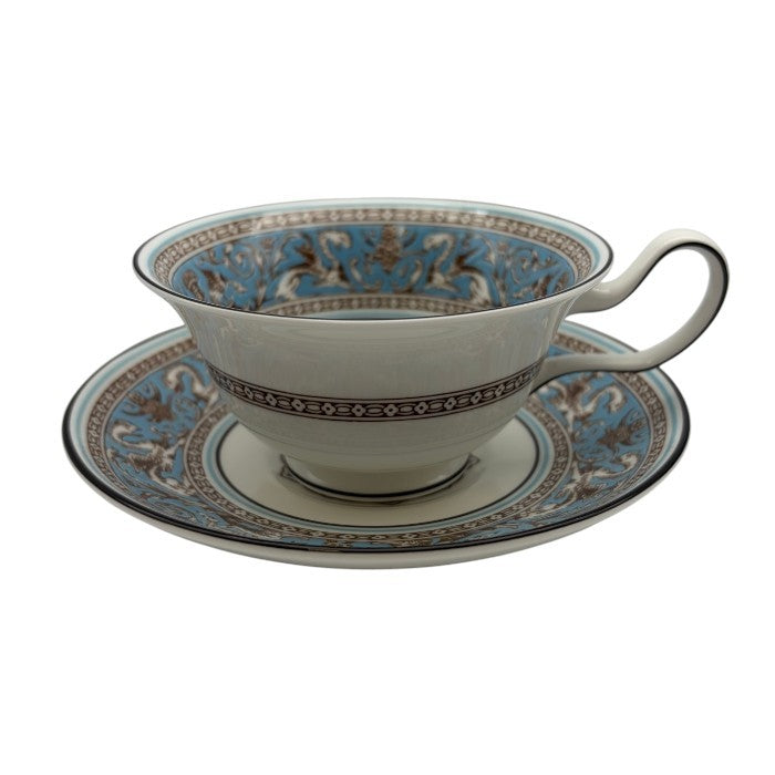 ウェッジウッド WEDGWOOD フロレンティーンターコイズ ティーカップ＆ソーサー ピオニー 洋食器 ブランド おしゃれ 1客 中古 W1