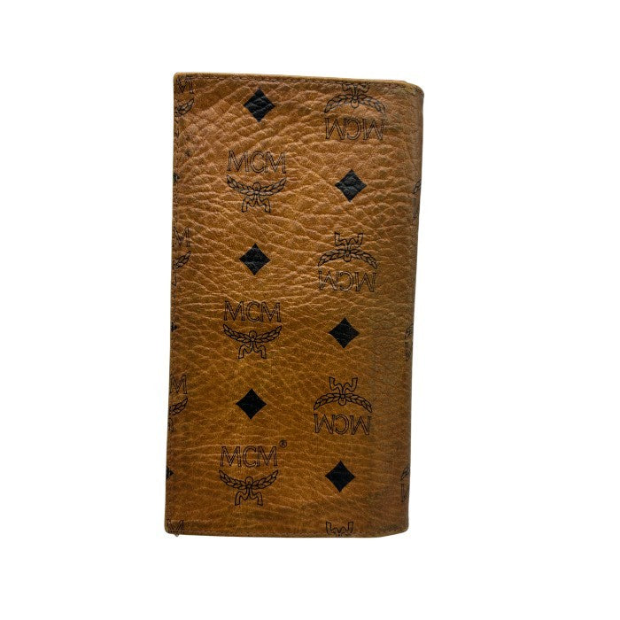 MCM モノグラム 二つ折り長財布 ブラウン 定期入れ 薄型 エムシーエム レディース メンズ ブランド 中古 W４