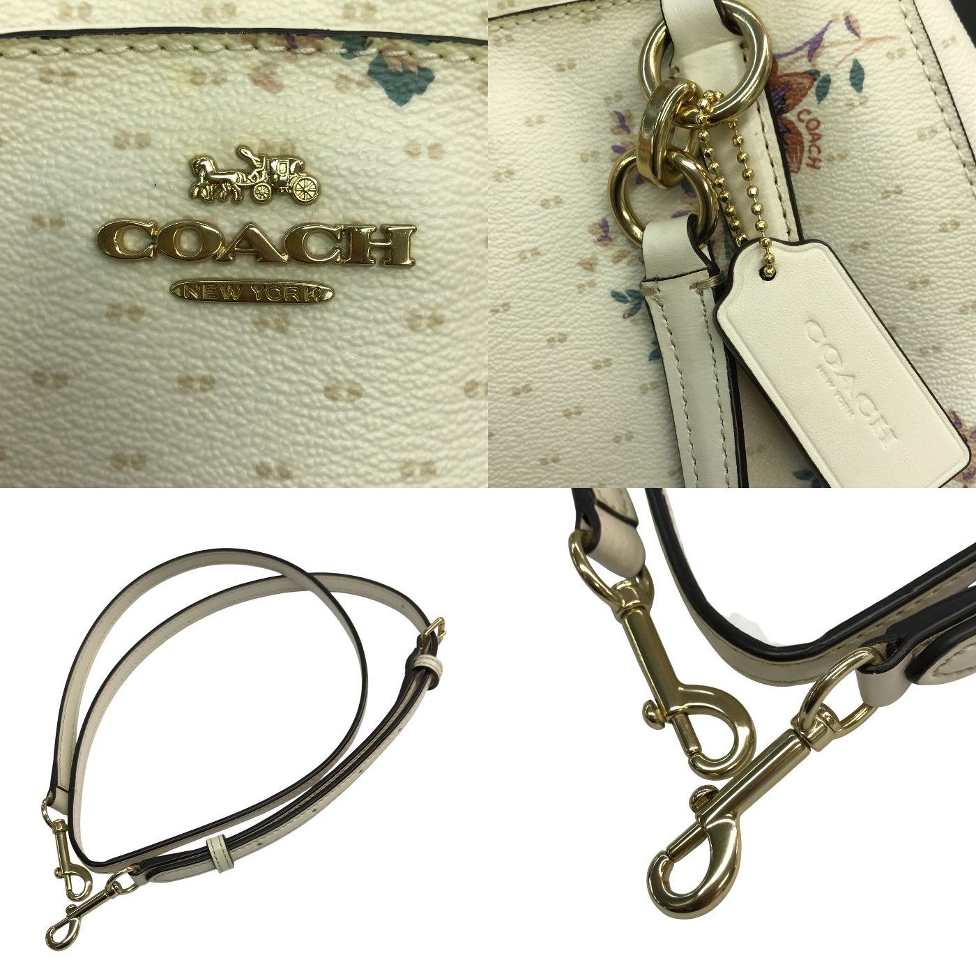 COACH コーチ ハンドバッグ レディース 2way 斜め掛け ショルダー 花柄 フラワー アイボリー F31419 中古 T1