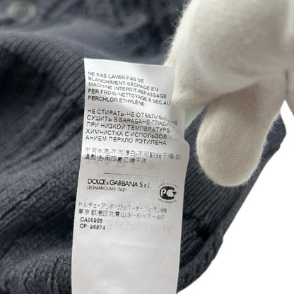 DOLCE & GABBANA カーディガン メンズ 春秋 薄手 コットン ワッフル ニット 無地 シンプル グレー 54サイズ アパレル おしゃれ トップス 中古 W1