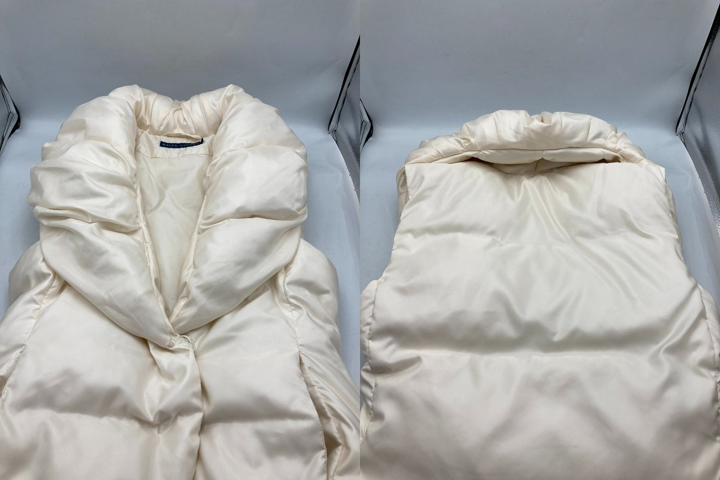 RALPH LAUREN ラルフローレン ショールカラー ダウンベスト ホワイト レディース サイズM 中古 D4