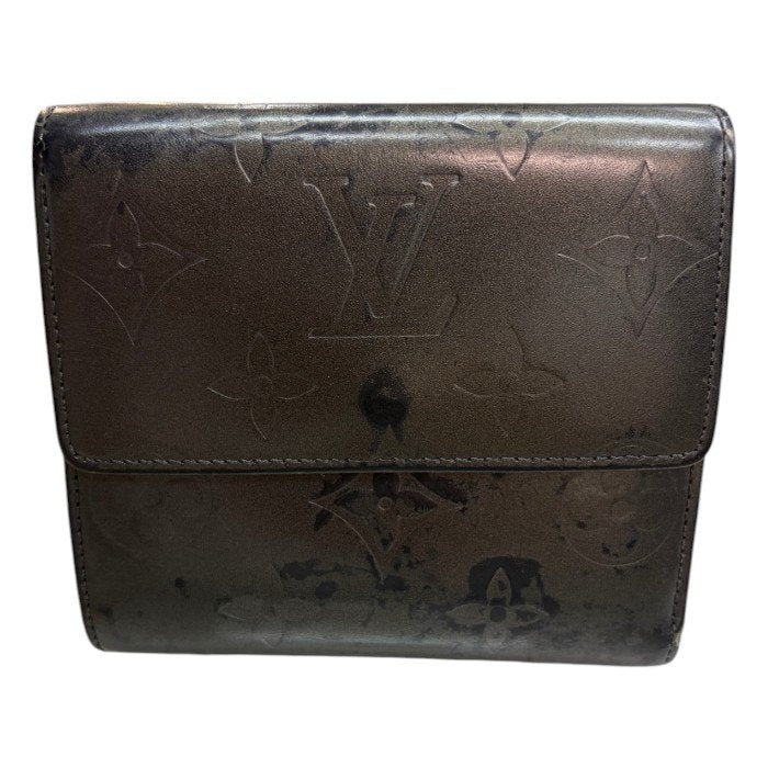 ルイヴィトン LOUIS VUITTON モノグラムマット ポルトモネビエカルトクレディ M65115 二つ折り 財布 コンパクト ミニ グレー メンズ レディース 中古 W４