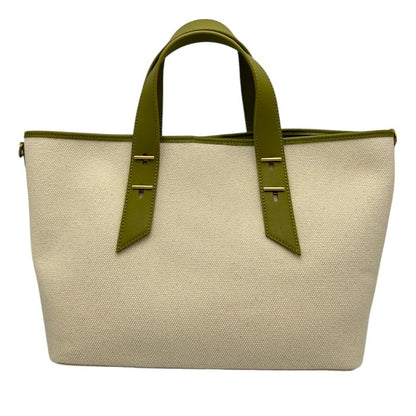 CHARLES&KEITH チャールズアンドキース ダブルハンドル スラウチーバッグ キャンバス 2WAY ハンド ショルダー レディース 鞄 中古 W４