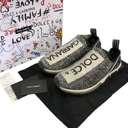 DOLCE & GABBANA ドルチェ＆ガッバーナ ソレント スニーカー メンズ ローカット ラインストーン スリッポン ブラック/ホワイト 43サイズ CS1724AZ1831 中古 T1