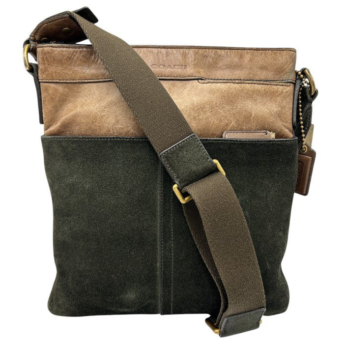 COACH コーチ ブリーカー レザー スウェード クロスボディ ショルダーバッグ 71096 ユニセックス ブラウン 本革 鞄 ブランド  中古 W４