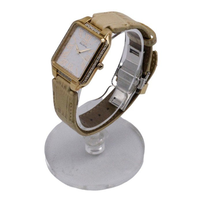 CITIZEN Eco-Drive レディース アナログ ソーラー 腕時計 レザー E031-S117798 中古 a1