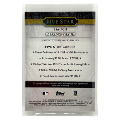 TOPPS MLBカード FIVE STAR PATRICK CORBIN WASHINGTON NATIONALS #FSA-PCH 中古 IT1