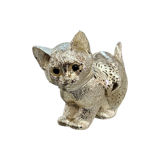 Christofle クリストフル フィギュリン 猫 ネコ シルバー 銀細工 置物 ミニサイズ 中古 T1