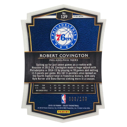 PANINI NBAカード SELECT PRIZM DIE CUT ROBERT COVINGTON PHILADELPHIA 76ERS /199 #139 中古 IT2