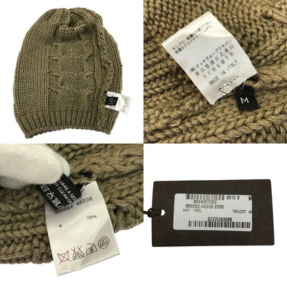 GUCCI グッチ ビーニー ユニセックス ウール ニット帽 インターロッキングG ケーブル編み 無地 シンプル ベージュ Mサイズ 300052 4G206 中古 T1